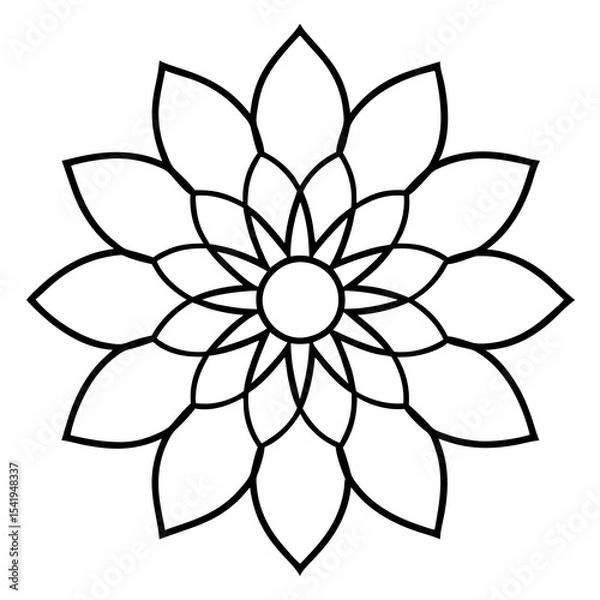 Fototapeta Serene Cosmic Blossom Mandala – Digital Line Art