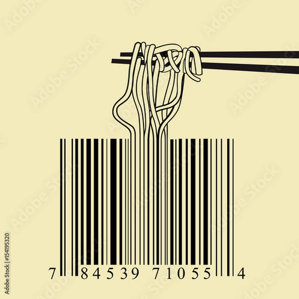 Fototapeta Chopsticks spaghetti barcode design idea concept