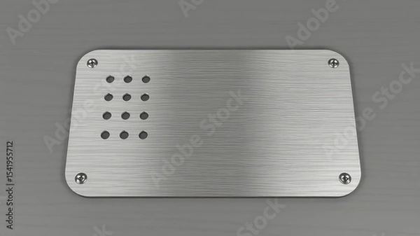 Obraz Brushed Metal Plate Secured with Screws and Punched with a Perforated Pattern for a Tech Aesthetic
