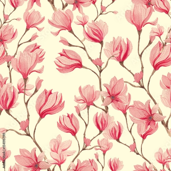 Obraz Beautiful seamless pattern with floral background.
