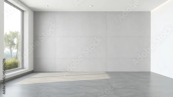 Obraz Modern and Minimalist Interior Space with Natural Light and Concrete Walls Creates a Bright and Airy Ambiance