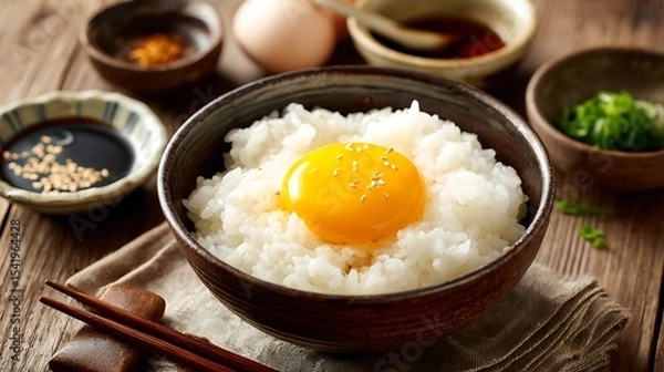 Fototapeta 卵かけご飯と和の味わい