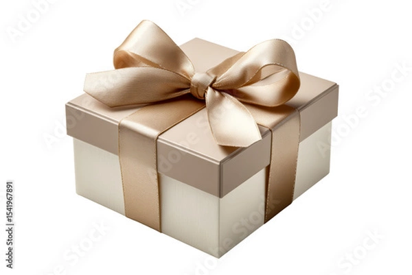 Obraz Elegant gift box with ribbon on transparent background