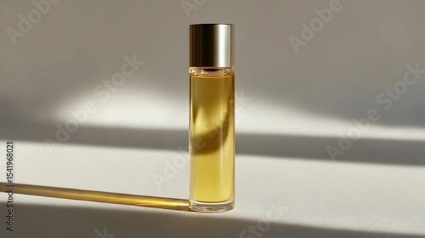 Fototapeta 光に映えるゴールドボトルの香水