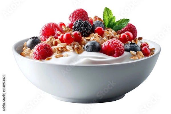 Obraz Delicious yogurt bowl topped with fresh berries and granola