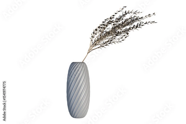 Fototapeta Flower branch in vase isolated on white background