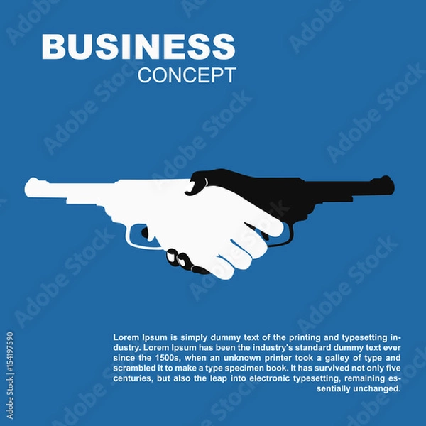 Fototapeta Handshake with guns. Killing business contract dangerous