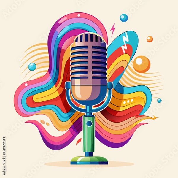 Fototapeta retro microphone vector illustration