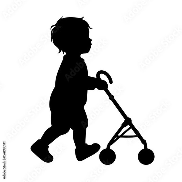 Fototapeta Premium Vector Collection of Adorable Toddler Silhouette Icons for Nursery and Design Projects