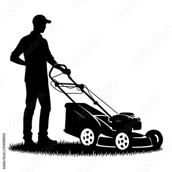 Fototapeta Premium Vector Collection of Lawn Mowing Silhouette Icons for Gardening and Design Projects