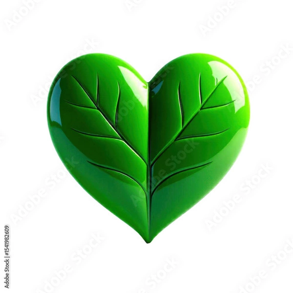 Fototapeta Nature-inspired green heart symbol digital artwork conceptual design abstract environment