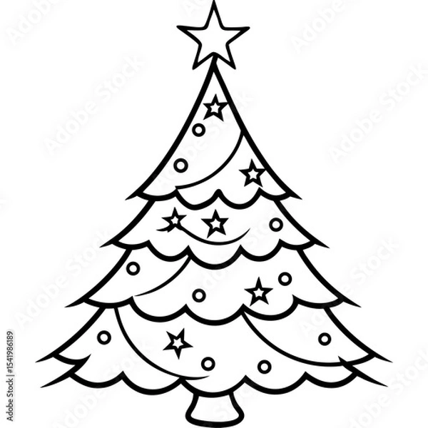 Obraz Christmas Tree line art vector