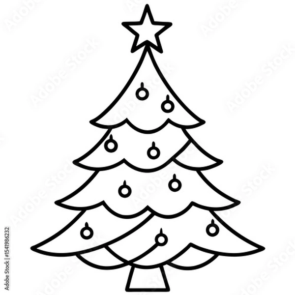 Obraz Christmas Tree line art vector