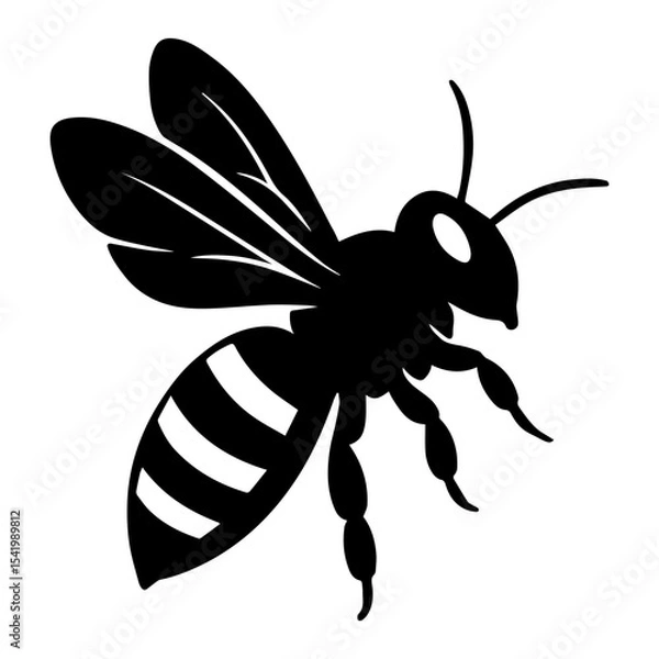 Fototapeta Black and white bee vector illustration for honey design and nature related graphic projects isolated art