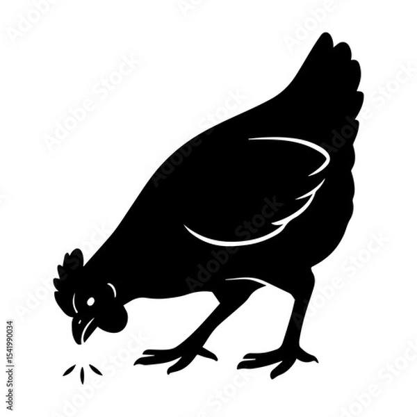 Fototapeta Black chicken vector illustration for farm animal graphics and poultry design projects isolated on white
