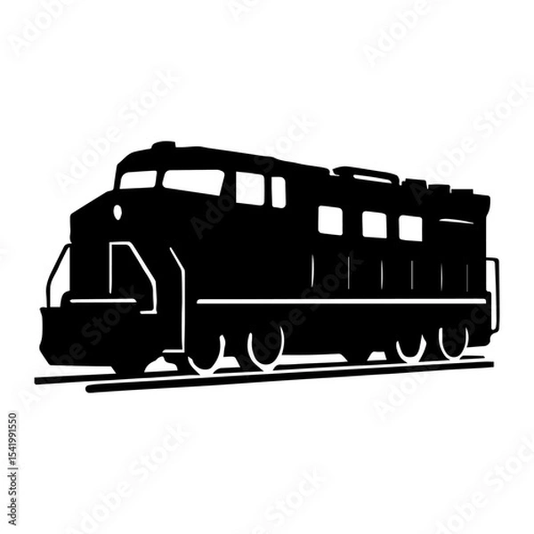 Fototapeta Isolated black train locomotive silhouette vector image for transportation and travel design projects