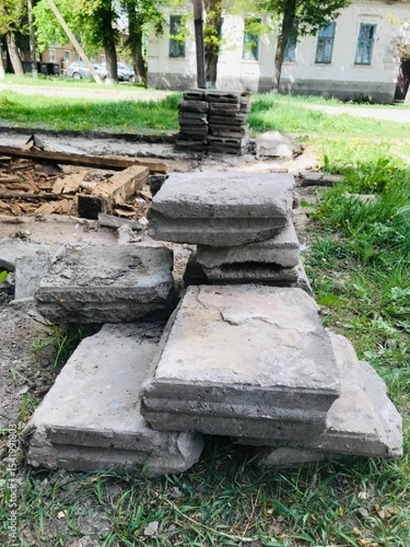Obraz Construction debris left on the ground after project completion