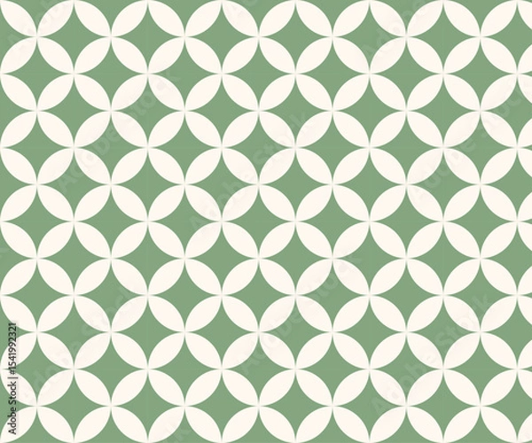 Fototapeta Minimalist Vector Seamless Pattern – Symmetrical Square-Based Geometric Texture with Soft Floral Shapes and Pastel Color Decoration