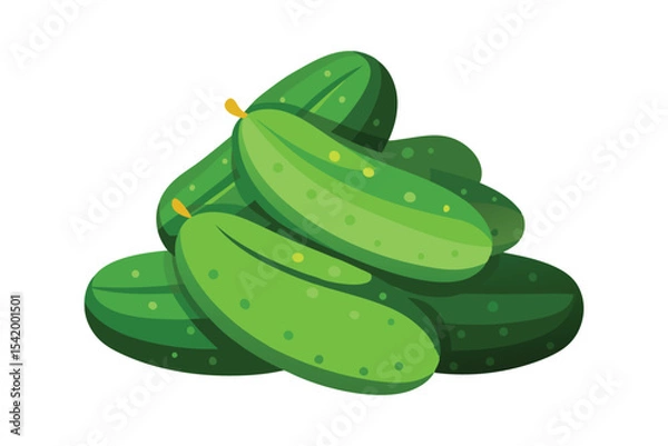 Obraz stack of fresh cucumbers vector illustration on white background