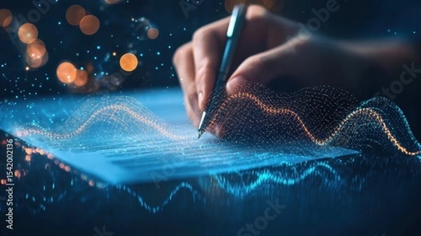 Fototapeta Hand Writing Document Digital