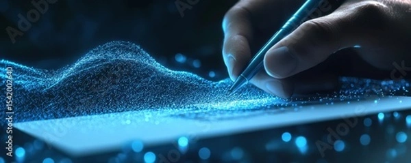 Fototapeta Pen Writing on Digital Surface