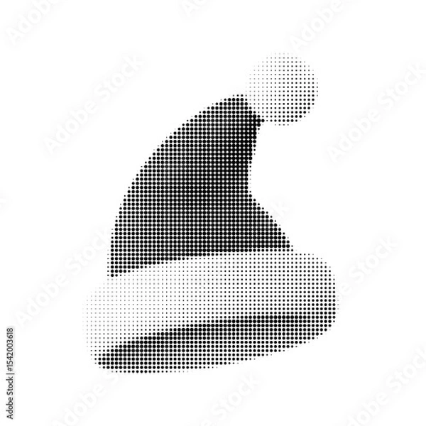 Obraz Festive halftone Santa hat vector illustration, perfect for holiday designs and Christmas projects. Modern, minimalist, and stylish seasonal decor. Ideal for cards, banners, and more.