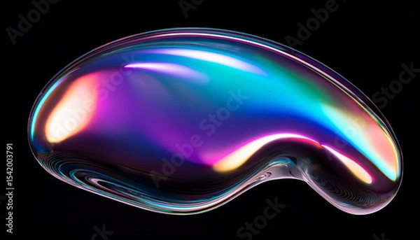 Obraz iridescent liquid shape with holographic gradient on black background for modern abstract design