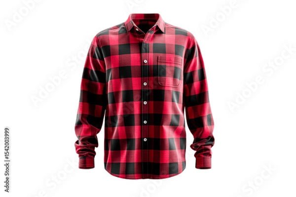 Obraz Classic red and black flannel shirt with plaid design for casual wear