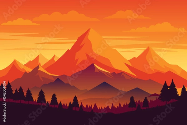 Obraz sunset in mountains vector illustration