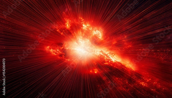 Obraz cosmic explosion in deep space fiery red colors