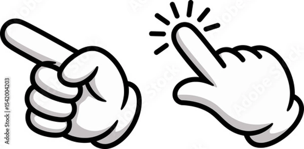Fototapeta Cartoon hand cursor click pointer finger pointing direction illustration graphic vector design icon art editable stock vector illustration