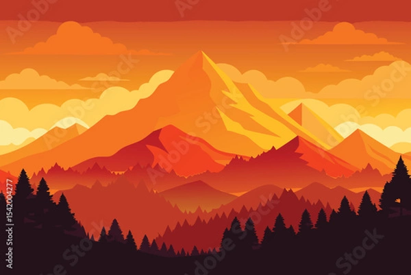 Obraz sunset in mountains vector illustration