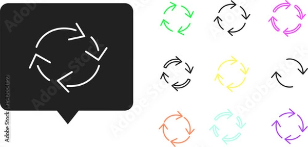 Fototapeta Cycle arrow icon set vector illustration rotation loop sign reload refresh sync repeat process symbol 100 editable stock vector illustration