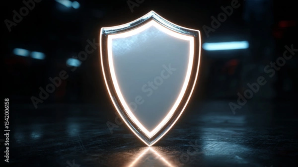 Fototapeta Transparent glass protection shield with glow effect. Safeguard sign. Security concept. Vector illustration