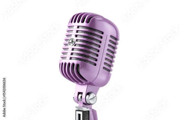 Obraz Retro purple microphone on a transparent background