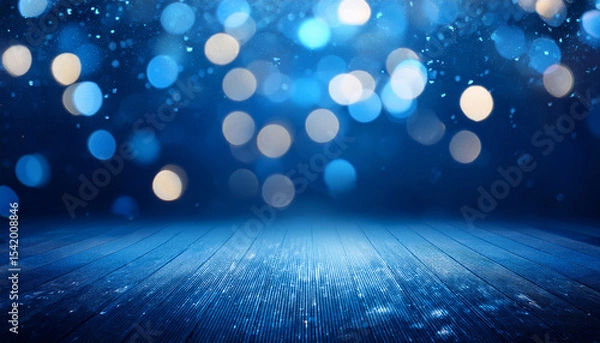 Obraz blue bokeh fall on floor with shiny lights elegance abstract background