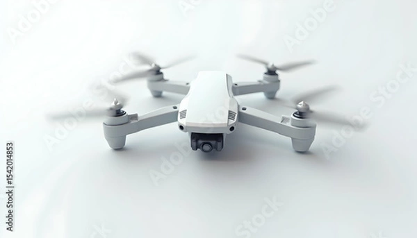 Fototapeta Drone Hovering on White Background for Aerial Photography and Videography