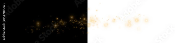 Fototapeta Magical Golden Light Dust Particles Effect on Transparent Background