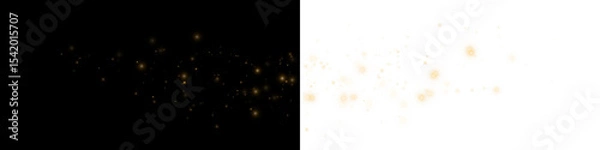 Fototapeta Magical Golden Light Dust Particles Effect on Transparent Background