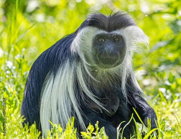 Fototapeta Close-up view of a female Mantled guereza (Colobus guereza)