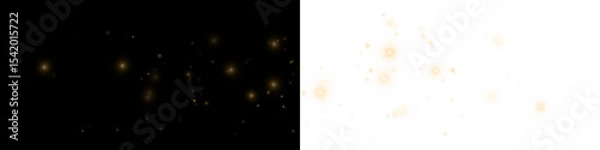 Fototapeta Magical Golden Light Dust Particles Effect on Transparent Background