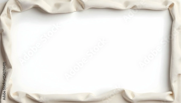 Fototapeta Fabric Border Frame on White Background for Design and Mockup