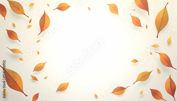 Fototapeta Falling Autumn Leaves with Warm Colors on Beige Background