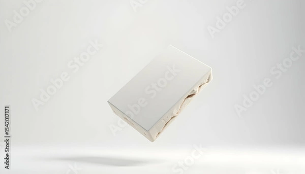 Fototapeta Floating Rectangular Object with Textured Base on White Background