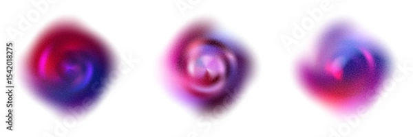 Fototapeta Rounded purple swirled gradient of violet-red and blue colors with noise texture. Blurred neon swirled with soft color transitions. Abstract vector elements.