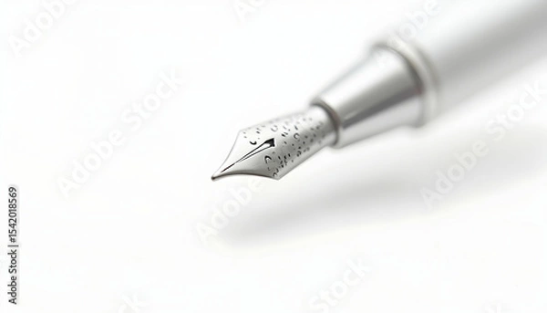 Fototapeta Fountain Pen Nib Close Up on White Background