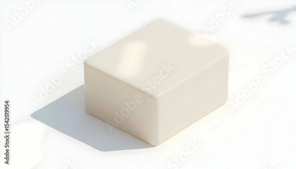 Fototapeta Geometric Box on White Surface with Shadow Play