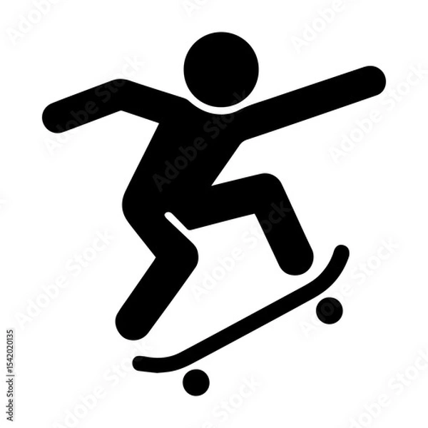 Fototapeta Skateboarder silhouette vector icon illustration for skateboarding sport and activity design graphic element