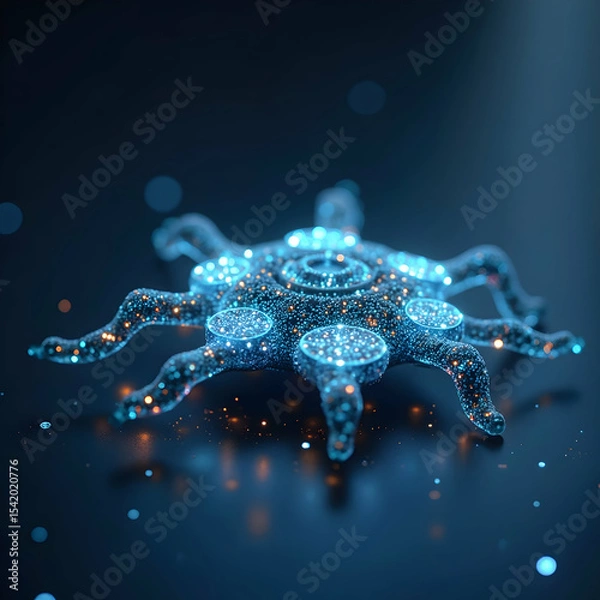 Fototapeta Glowing Abstract Shape with Tentacles on Dark Background