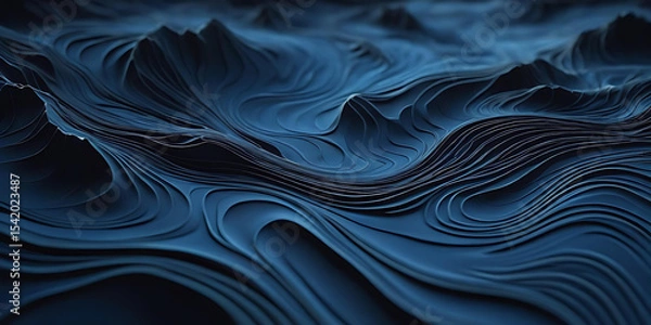 Obraz Deep Blue Contour Line Background